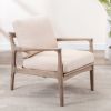 Wood Frame Armchair, Easy Assembly Mid Century Modern Accent Chair Lounge Chair for Living Room, Bedroom, Home Office,Tan Linen