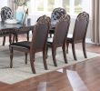 Majestic Formal Set of 2 Side Chairs Brown Finish Rubberwood Dining Room Furniture Intricate Design Cushion Upholstered Seat Tufted Back