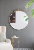 36" x 39" Round Gold Mirror, Wall Mounted Mirror with Metal Frame for Bathroom Living Room