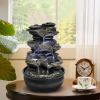 15.7inches High Rock Cascading Tabletop Fountain with LED Light for Home Office Bedroom Relaxation