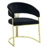 ACME Fallon Side Chair, Black Velvet & Mirrored Gold Finish DN01954