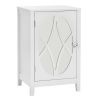 FCH 38*33*60cm Density Board Spray Paint Smoked Mirror Single Door Carved Bedside Table White