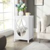 FCH 38*33*60cm Density Board Spray Paint Smoked Mirror Single Door Carved Bedside Table White