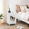 FCH 38*33*60cm Density Board Spray Paint Smoked Mirror Single Door Carved Bedside Table White