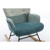 Modern Patchwork Accent Chair with Solid Wood Armrest and Feet, Mid-Century Modern Accent Sofa, Fabric Sofa Chair for Living Room Bedroom Studio, Comf