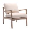 Wood Frame Armchair, Easy Assembly Mid Century Modern Accent Chair Lounge Chair for Living Room, Bedroom, Home Office,Tan Linen