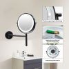 8 Inch 3 Colors LED Lighted, Wall Mounted Makeup Mirror, Double Sided 1X /10X HD Magnifying, 360° Swivel with Extension Arm, Bathroom Vanity Mirror(Bl