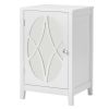 FCH 38*33*60cm Density Board Spray Paint Smoked Mirror Single Door Carved Bedside Table White