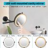 8 Inch 3 Colors LED Lighted, Wall Mounted Makeup Mirror, Double Sided 1X /10X HD Magnifying, 360° Swivel with Extension Arm, Bathroom Vanity Mirror(Bl