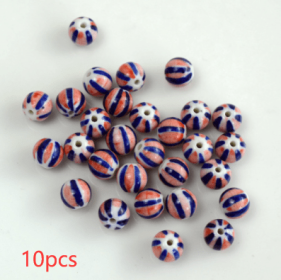 Blue And White Porcelain Ceramic Beads (Option: Red And Blue 10pcs-13mm)