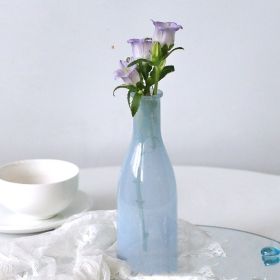 White Blue Glass Small Vase Living Room Flower Arrangement Decoration High Sense Niche Morandi Restaurant Decoration (Option: G Style Blue)