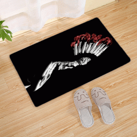 Halloween Flannel Floor Mat Bathroom Toilet Door Non-slop Mats Skull Absorbent Printing Floor Mat (Option: Halloween 210008-50x80)